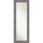 Amanti Art 20" x 54" Non-Beveled Pinstripe Plank Gray Full Length on The Door Mirror : Modern Rectangle, Polystyrene Frame