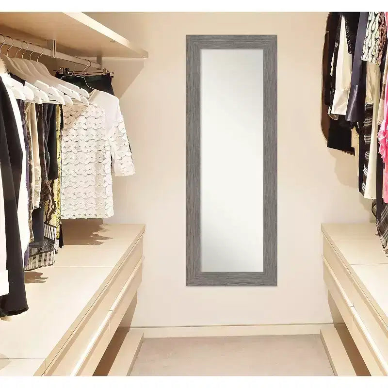 Specchio a figura intera per porta 50x137 cm non bisellato grigio: rettangolare moderno, cornice in polistirene