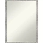 19" x 25" Non-Beveled Shiplap White Narrow Wood Wall Mirror - Amanti Art: Modern Rectangular, Includes Mount Hardware