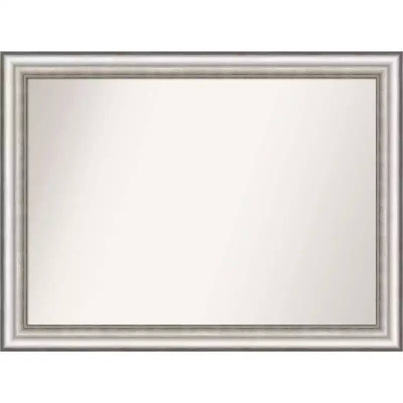 43" x 32" Non-Beveled Salon Silver Bathroom Wall Mirror - Amanti Art: Modern Rectangular, Polystyrene Frame, Wall Mounted