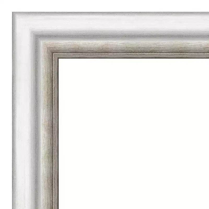 Specchio da parete per bagno 43" x 32" argento senza smusso: Moderno rettangolare, cornice in polistirolo, montaggio a parete