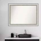 Specchio da parete per bagno 43" x 32" argento senza smusso: Moderno rettangolare, cornice in polistirolo, montaggio a parete