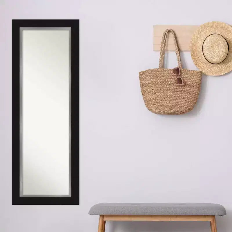 Specchio a figura intera 50 x 137 cm senza smussatura, nero/argento, da appendere sopra la porta