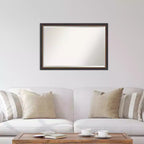 Specchio da Parete Rettangolare Moderno con Bordo Smussato, Legno Nero, 99 x 68.5 cm: Nessun Montaggio Richiesto