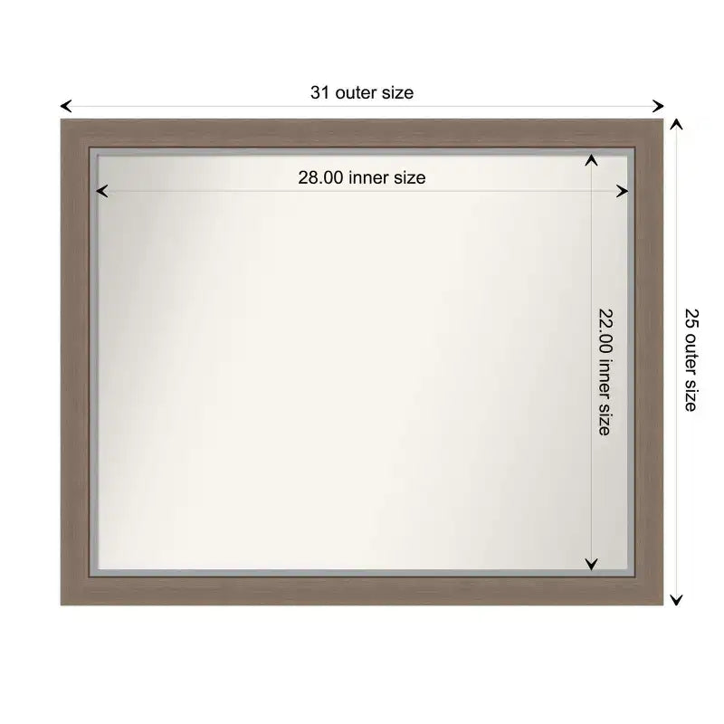 Specchio da parete stretto marrone non smussato da 31" x 25"