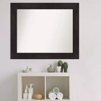 34" x 28" Specchio da Parete per Bagno Non Bisellato Marrone Espresso: Moderno Rettangolare da Trucco, Montaggio a Parete