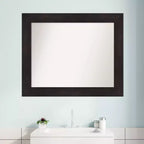 34" x 28" Specchio da Parete per Bagno Non Bisellato Marrone Espresso: Moderno Rettangolare da Trucco, Montaggio a Parete