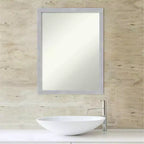 Specchio da parete per bagno da 20" x 26" non smussato, stretto, nickel spazzolato: cornice in polistirene, montaggio a parete