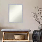 Specchio da parete per bagno da 20" x 26" non smussato, stretto, nickel spazzolato: cornice in polistirene, montaggio a parete