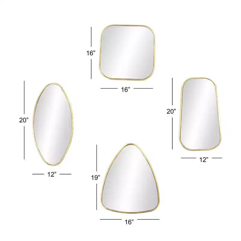 Specchio da parete in legno con forme variegate oro: Moderna cornice in ferro, montaggio a parete, nessun assemblaggio richiesto