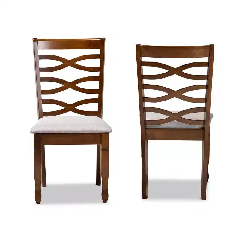 Set sedie da pranzo imbottite e in legno Grigio/Noce: Piedini affusolati, Rivestimento in poliestere