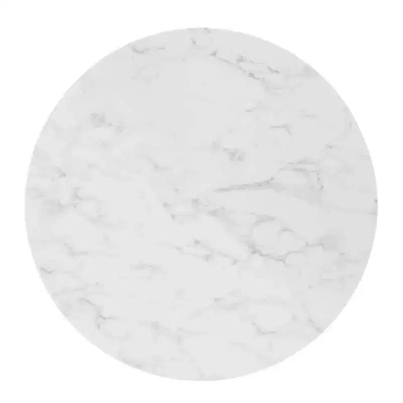 Tavolo da pranzo 36" in marmo artificiale oro/bianco: moderno di metà secolo, non allungabile, base in metallo