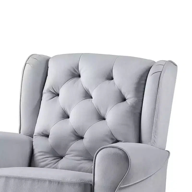 Poltrona d'accento da 35" in tessuto grigio: girevole, cotone, struttura in legno e metallo