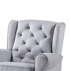 Poltrona d'accento da 35" in tessuto grigio: girevole, cotone, struttura in legno e metallo