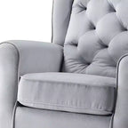 Poltrona d'accento da 35" in tessuto grigio: girevole, cotone, struttura in legno e metallo