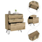 Cassettiera Quercia Chiaro: Gambe in Metallo, Laminato in Legno, Design Salvaspazio, Altezza 91 cm