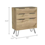 Cassettiera Quercia Chiaro: Gambe in Metallo, Laminato in Legno, Design Salvaspazio, Altezza 91 cm