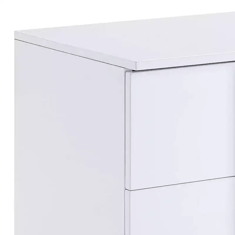 Tavolini d'appoggio da 22" bianchi lucidi: moderni, rettangolari, con gambe affusolate e cassetto portaoggetti