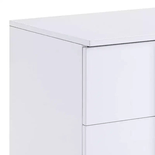 Tavolini d'appoggio da 22" bianchi lucidi: moderni, rettangolari, con gambe affusolate e cassetto portaoggetti
