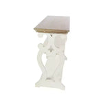 Consolle rustica in legno color bianco sporco: Design a 2 ripiani, Profilo alto