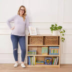 Libreria classica in legno con ripiani regolabili, 91 cm, libreria per aula