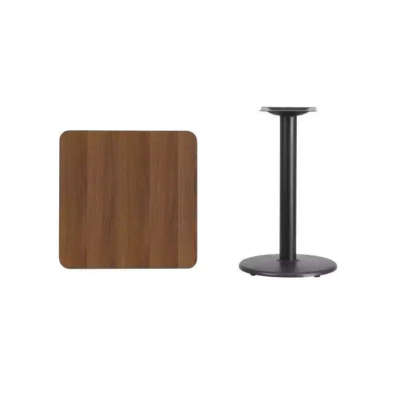 Piano tavolo quadrato laminato da 24 con base rotonda da 18 ad altezza tavolo
