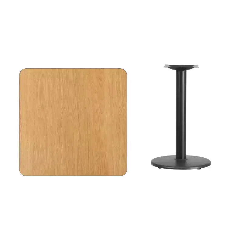 Piano tavolo laminato quadrato 30" con base altezza tavolo tonda 18"