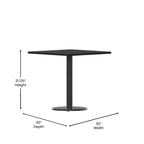 Piano tavolo laminato quadrato 30" con base altezza tavolo tonda 18"