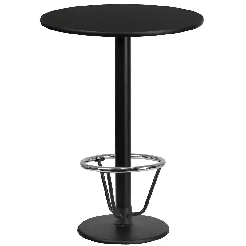 Tavolo da bar rotondo in laminato da 24 pollici con base ad anello poggiapiedi rotonda da 18 pollici