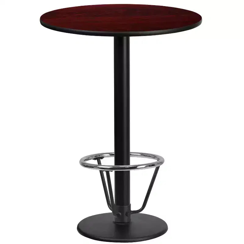 Tavolo da bar rotondo in laminato da 24 pollici con base ad anello poggiapiedi rotonda da 18 pollici
