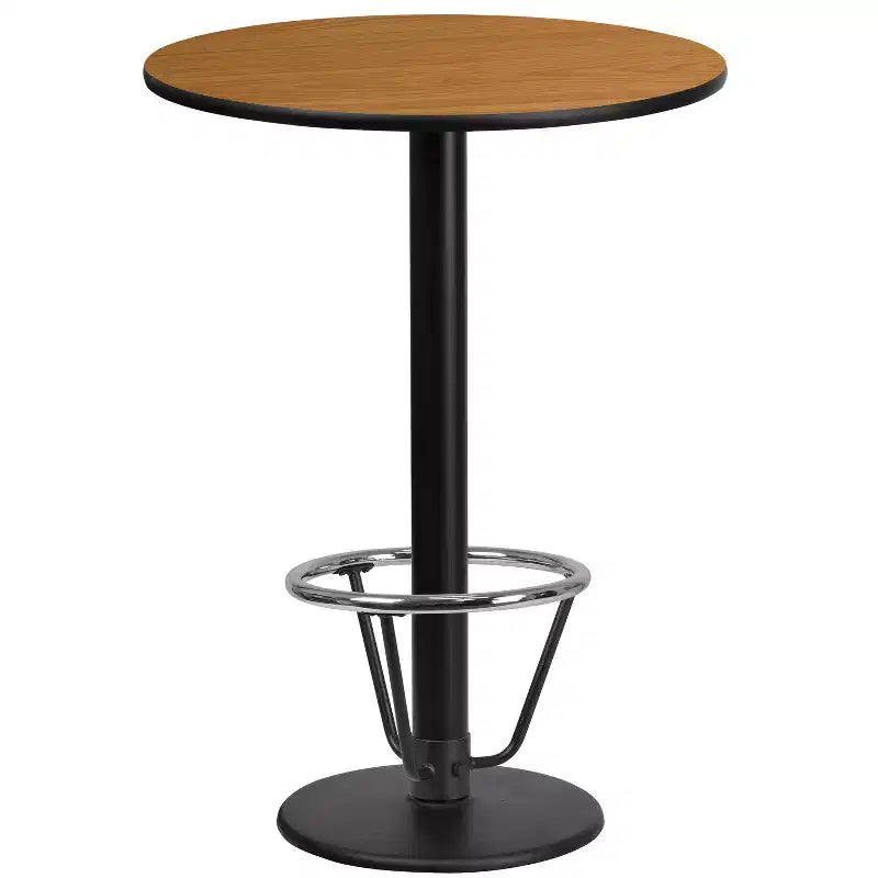 Tavolo da bar rotondo in laminato da 24 pollici con base ad anello poggiapiedi rotonda da 18 pollici