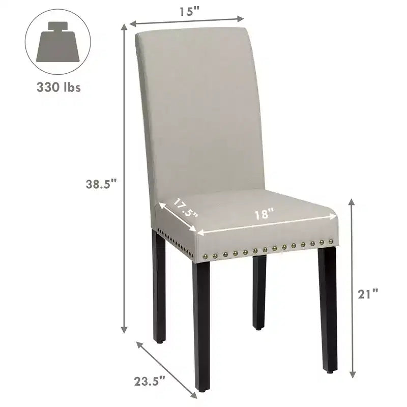 Sedie da pranzo in tessuto imbottite con borchie decorative