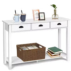 Costway 47 Console Table Hall Table Side Desk Accent Table Drawers Shelf Entryway White