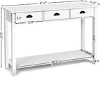 47 Tavolo Consolle da Ingresso Scrivania Laterale Tavolino con Cassetti e Ripiano Ingresso Bianco