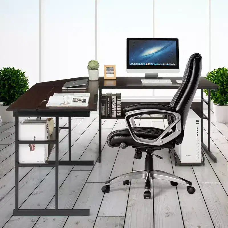 Scrivania angolare per computer e tavolo da disegno con piano inclinabile