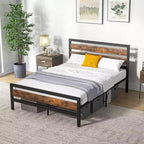 Costway Full/Queen Industrial Metal Platform Bed Frame Rustic Headboard Mattress Foundation