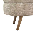 Panca Contenitore Ovale con Gambe in Legno di Hevea, Moderno Pouf Trapuntato