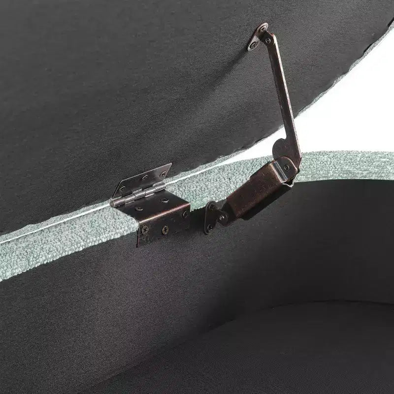 Panca Contenitore Ovale con Gambe in Legno di Hevea, Moderno Pouf Trapuntato