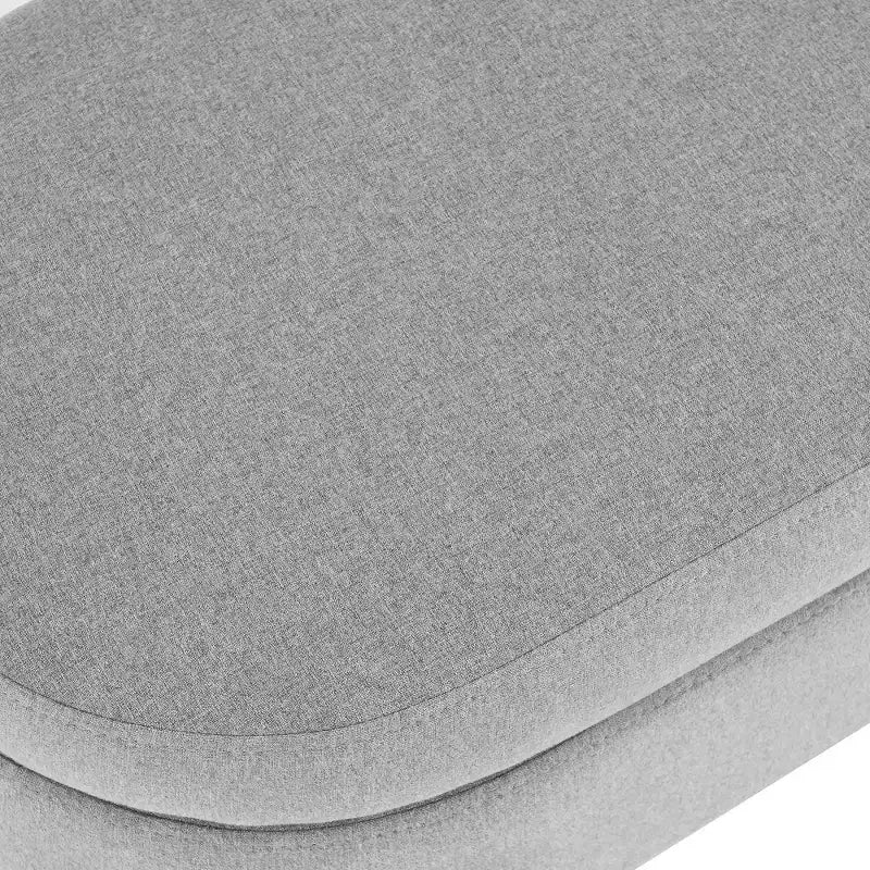 Panca Contenitore Ovale con Gambe in Legno di Hevea, Moderno Pouf Trapuntato