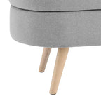 Panca Contenitore Ovale con Gambe in Legno di Hevea, Moderno Pouf Trapuntato