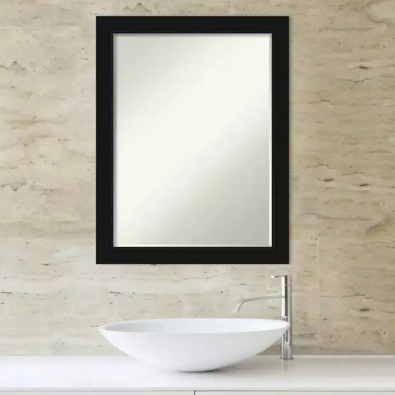 Specchio da bagno da parete smussato stretto nero piccolo