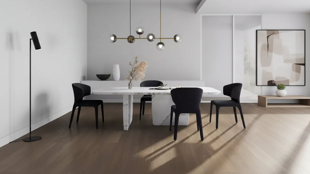 Sedie da pranzo moderne in tweed intrecciato
