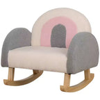 Divano per bambini, poltrona a dondolo per bambini con struttura in legno massiccio, tessuto in finto pile di agnello per cameretta, asilo nido, sala giochi, camera da letto